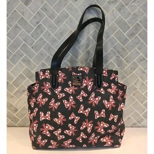 RARE Disney Parks Dooney & Bourke Inc. MINNIE'S RED BOWS Tote Bag Black Leather